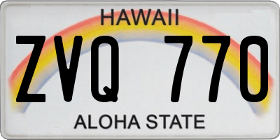 HI license plate ZVQ770