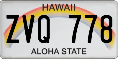 HI license plate ZVQ778