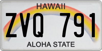 HI license plate ZVQ791
