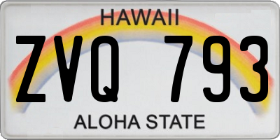 HI license plate ZVQ793
