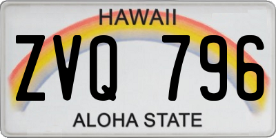 HI license plate ZVQ796