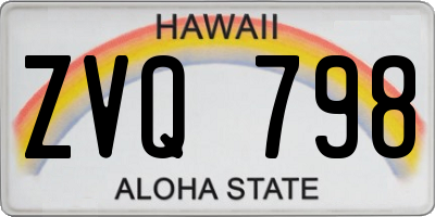 HI license plate ZVQ798