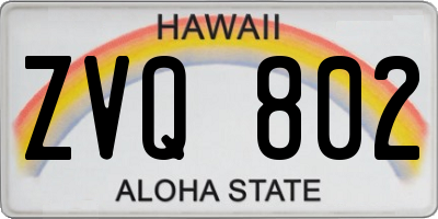 HI license plate ZVQ802
