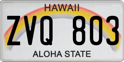 HI license plate ZVQ803