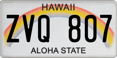 HI license plate ZVQ807
