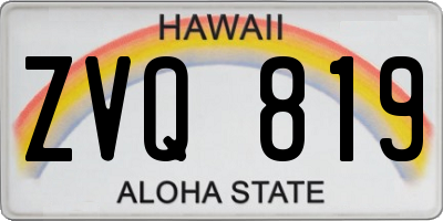 HI license plate ZVQ819