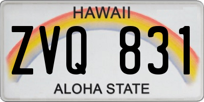HI license plate ZVQ831