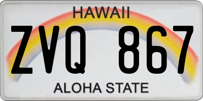HI license plate ZVQ867