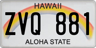 HI license plate ZVQ881