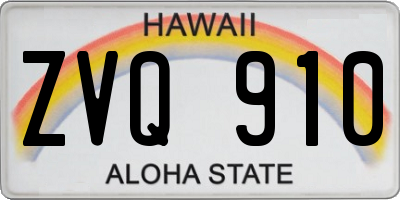 HI license plate ZVQ910