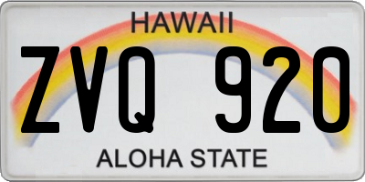 HI license plate ZVQ920
