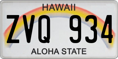 HI license plate ZVQ934