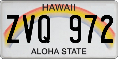 HI license plate ZVQ972