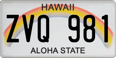 HI license plate ZVQ981