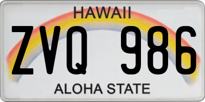 HI license plate ZVQ986