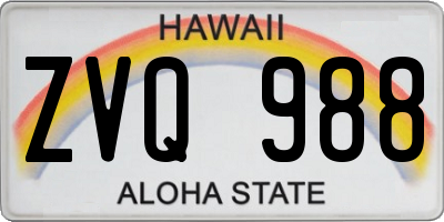 HI license plate ZVQ988