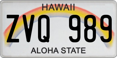 HI license plate ZVQ989