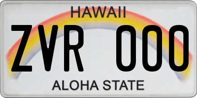 HI license plate ZVR000