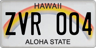 HI license plate ZVR004