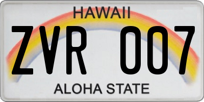 HI license plate ZVR007