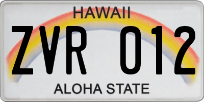 HI license plate ZVR012