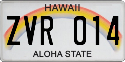 HI license plate ZVR014