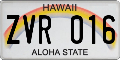 HI license plate ZVR016