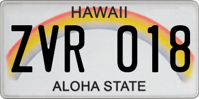 HI license plate ZVR018