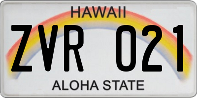 HI license plate ZVR021