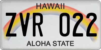 HI license plate ZVR022