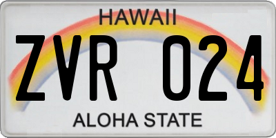 HI license plate ZVR024