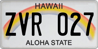 HI license plate ZVR027