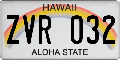 HI license plate ZVR032