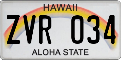 HI license plate ZVR034