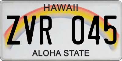 HI license plate ZVR045
