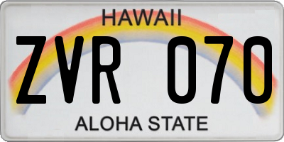 HI license plate ZVR070