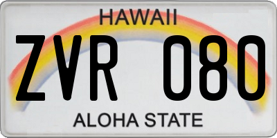 HI license plate ZVR080