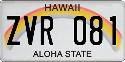 HI license plate ZVR081