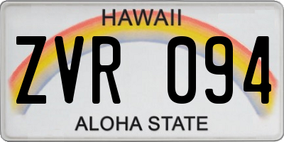 HI license plate ZVR094