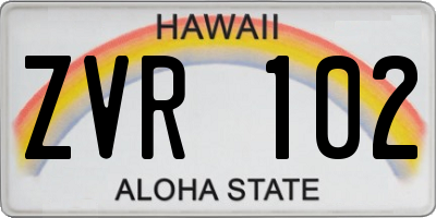 HI license plate ZVR102