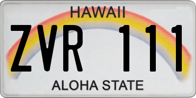 HI license plate ZVR111