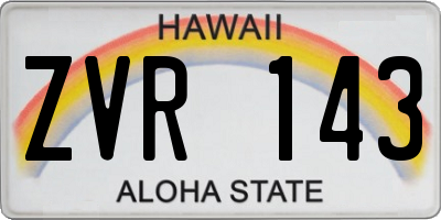 HI license plate ZVR143