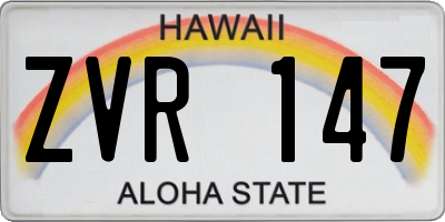 HI license plate ZVR147