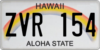 HI license plate ZVR154