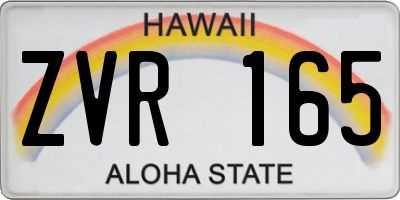 HI license plate ZVR165
