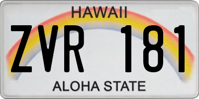 HI license plate ZVR181