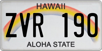 HI license plate ZVR190