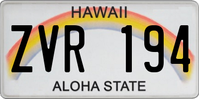 HI license plate ZVR194