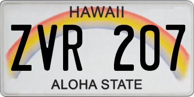 HI license plate ZVR207