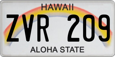 HI license plate ZVR209